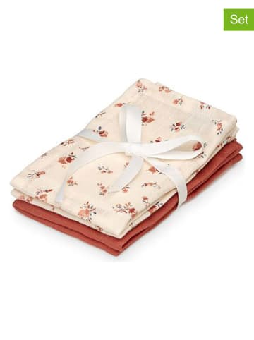 4er-Set: Waschlappen in Beige/ Rot