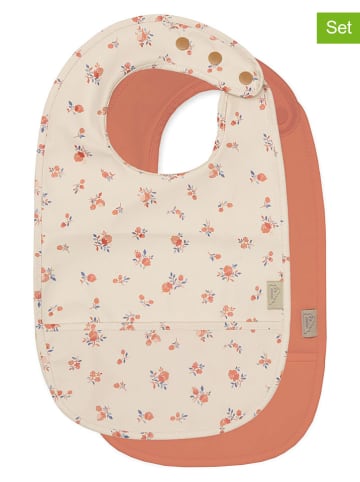 2-delige set: slabbetjes beige/rood