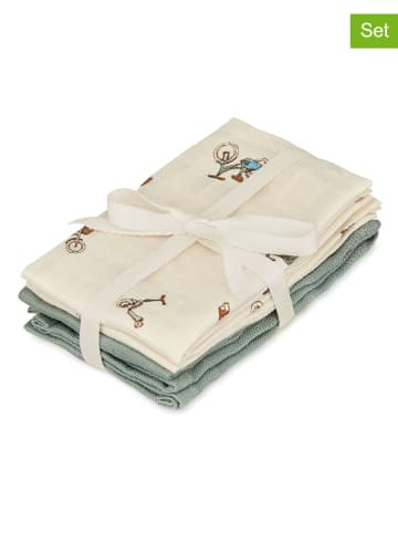 4er-Set: Waschlappen in Beige/ Grün - (L)30 x (B)30 cm