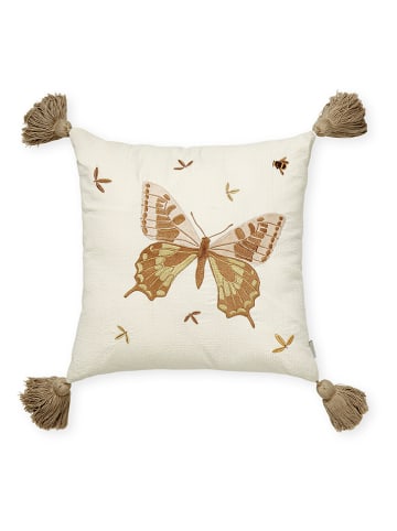 Poduszka dekoracyjna "Butterfly" w kolorze beżowym - 35 x 35 x 10 cm