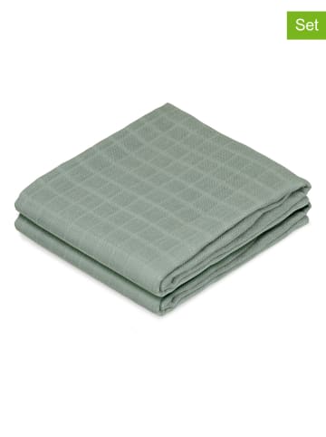 2er-Set: Musselin-Spucktücher in Grün - (L)70 x (B)70 cm