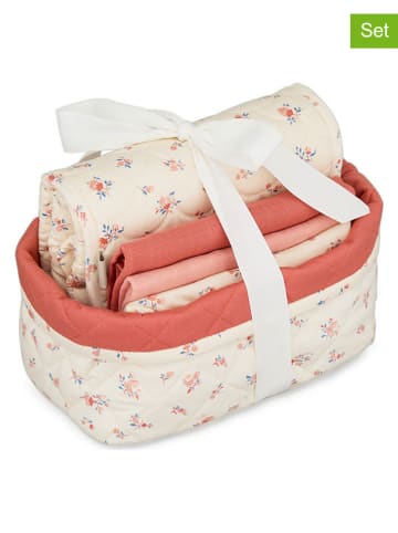 6tlg. Baby-Geschenk-Set in Creme/ Rot