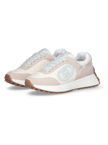 Leren sneakers crème/lichtroze