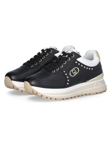 Leder-Sneakers in Schwarz/ Weiß