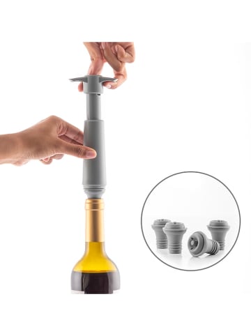 Wein Vacuumpumpe in Grau - (B)7,5 x (H)13 x (T)3,7 cm