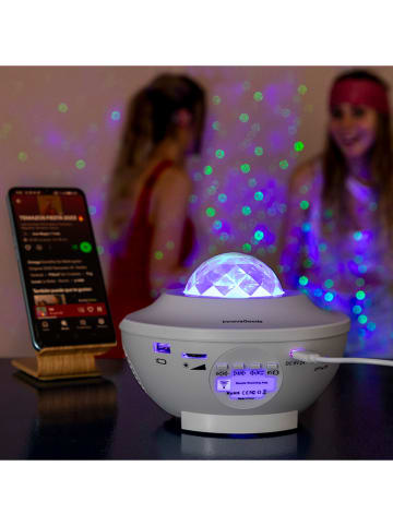 Głośnik Bluetooth w kolorze białym z oświetleniem LED - wys. 12,5 x Ø 17 cm