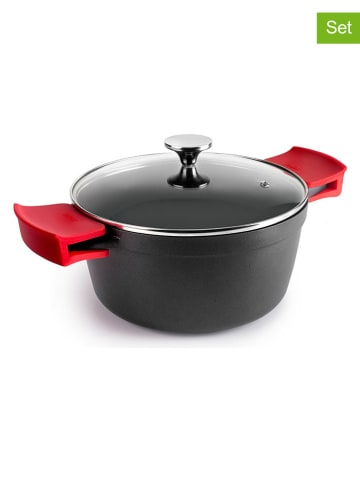 2tlg. Set: Kasserolle "Esben" in Schwarz/ Rot - Ø 28 cm