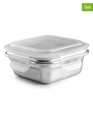 Pojemniki (2 szt.) "Keepklin" w kolorze srebrnym - 300 ml