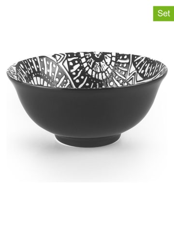 Miski (2 szt.) "Rebun" w kolorze czarno-białym - 700 ml