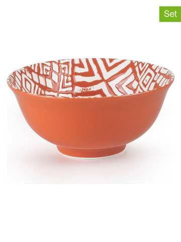 Miski (2 szt.) "Kume" w kolorze pomarańczowo-białym - 700 ml