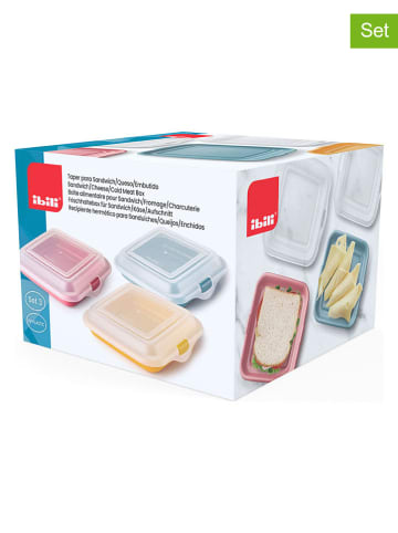 3er-Set: Frischhaltedosen in Blau/ Pink/ Gelb - (L)14,5 x (B)14,5 cm