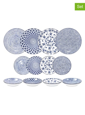12-delig tafelservies "Armonia" blauw/wit