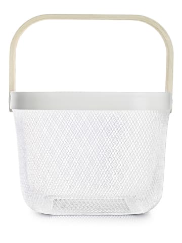 Opbergmand wit/beige - (B)26 x (H)18 x (D)25 cm