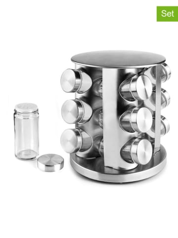 13tlg. Set: Gewürzregal in Silber