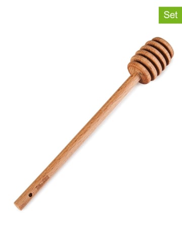 Łyżki (2 szt.) w kolorze jasnobrązowym do miodu - 18 cm