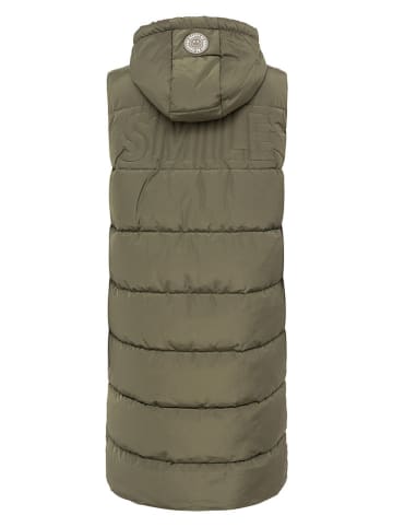 Doorgestikte bodywarmer "Smile" kaki