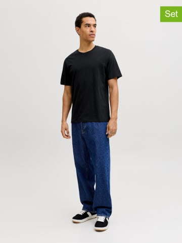 3er-Set: Shirts "Jjeorganic" in Schwarz