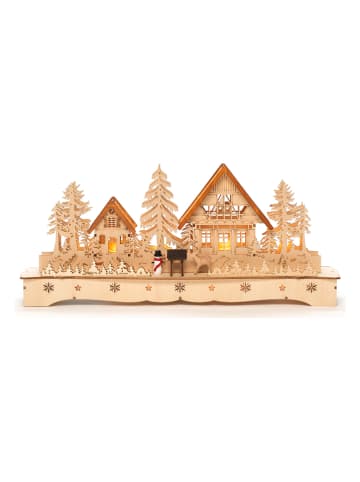 Drewniana dekoracja LED w kolorze jasnobrązowym - 44,5 x 20 x 9 cm