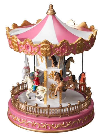Dekoracyjna lampa LED "Horse Carousel" w kolorze jasnoróżowym - wys. 23,5 cm