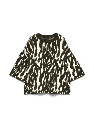 Sweter w kolorze ciemnozielono-białym