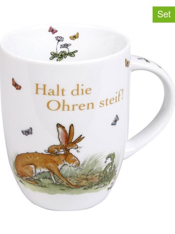 Könitz 2er-Set: Kaffeetassen "Halt die Ohren steif" in Weiß - 355 ml