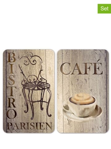 Wenko 2-delige set: fornuisafdekplaten "Bistro" beige - (L)30 x (B)52 cm