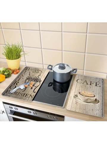 Wenko 2er-Set: Herdabdeckplatten "Bistro" in Beige - (L)30 x (B)52 cm