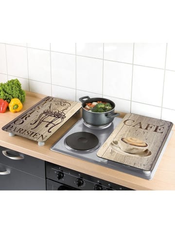 Wenko 2er-Set: Herdabdeckplatten "Bistro" in Beige - (L)30 x (B)52 cm