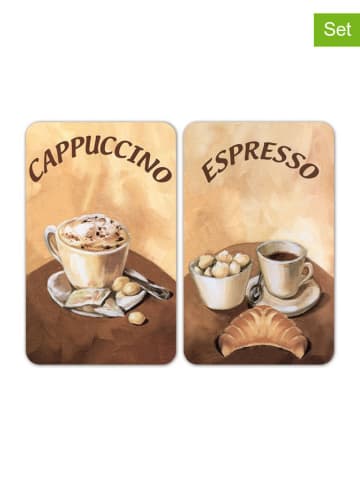 Wenko 2-delige set: fornuisafdekplaten ''Koffie'' bruin
