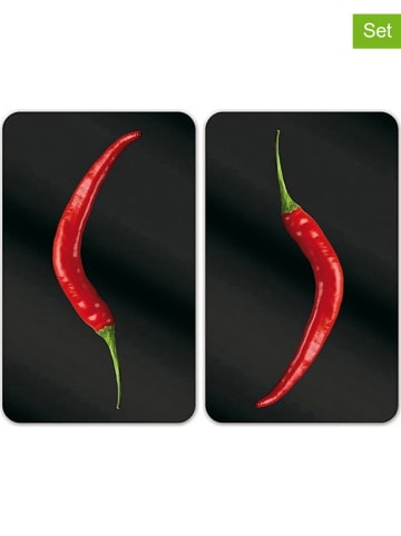 Wenko 2er-Set: Herdabdeckplatten in Schwarz/ Rot - (L)30 x (B)52 cm