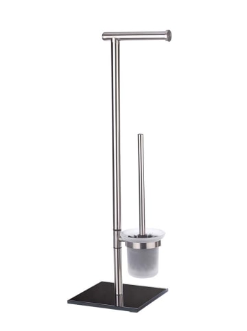Wenko WC-Garnitur "Lima" in Silber/ Schwarz - (B)23.50 x (H)69 x (T)20 cm