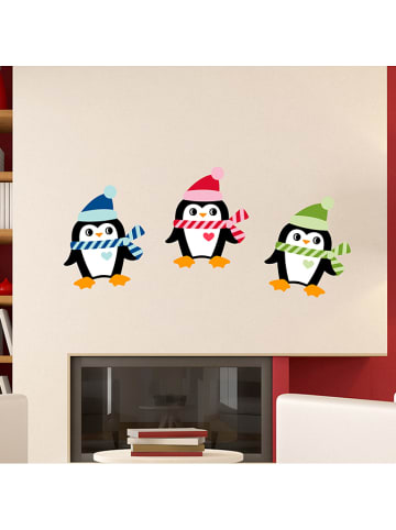 Ambiance Wandsticker "Kerstpinguïns" meerkleurig- (B)40 x (H)60 cm