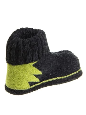 kitz-pichler Pantoffels "Leon" antraciet/lichtgroen