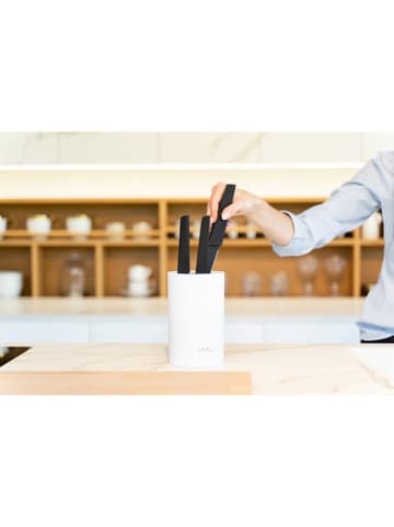 Vialli Design Messerblock in Weiß - (H)18 x Ø 11 cm