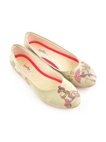 Goby Leder-Ballerinas in Beige/ Bunt