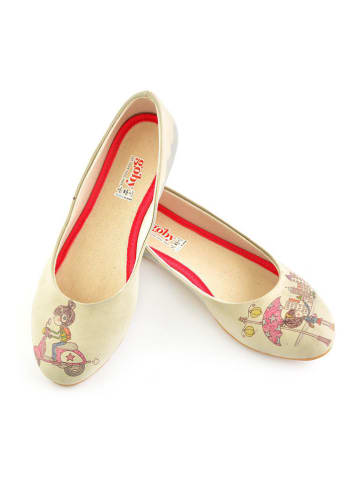 Goby Leder-Ballerinas in Beige/ Bunt