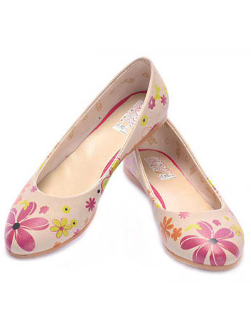 Goby Leder-Ballerinas in Creme/ Pink