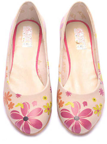 Goby Leder-Ballerinas in Creme/ Pink