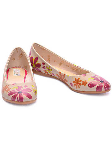 Goby Leder-Ballerinas in Creme/ Pink