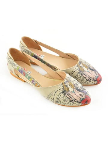Goby Leder-Ballerinas in Creme/ Bunt