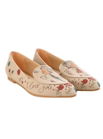 Goby Leder-Mokassins in Beige/ Bunt