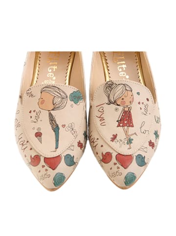Goby Leder-Mokassins in Beige/ Bunt