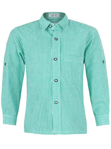 Isartrachten Trachtenhemd in Grün/ Weiß