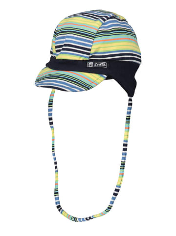 Döll Muts met strikkoord donkerblauw/geel/groen