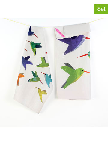 Happy Friday Ściereczki (2 szt.) "Colibri" w kolorze białym ze wzorem do naczyń