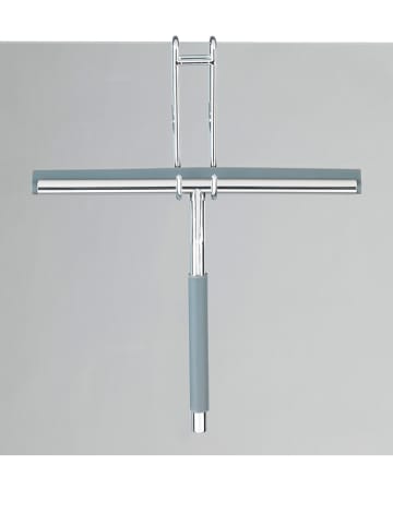 Wenko Duschabzieher "Cave" in Silber/ Hellblau - (B)26 x (H)21,5 x (T)3 cm