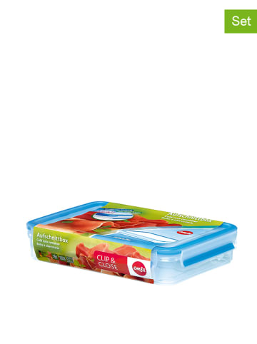 Emsa 2er-Set: Aufschnittboxen "Clip and Close" in blau - 1,65 l