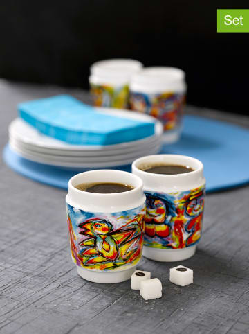 Steel-Function Kubki termiczne (2 szt.) "Art 'n' Design" w kolorze białym ze wzorem - 250 ml