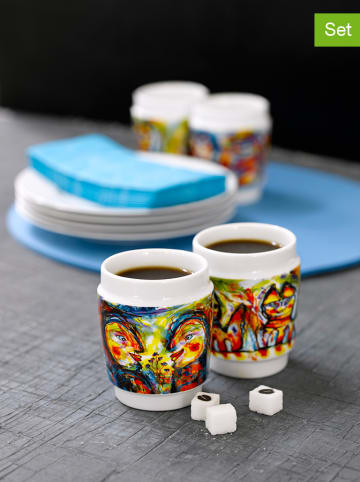 Steel-Function 2er-Set: Thermobecher "Art 'n' Design" in Weiß/ Bunt - 250 ml
