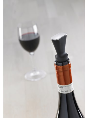 Steel-Function Korek do butelki "Wine and Dine" w kolorze czarno-srebrnym - 2 x 8 cm